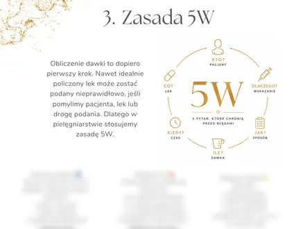 Zasada pięciu W. Strona z materiału Obliczanie dawek leków