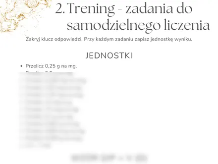 Zadania do samodzielnego liczenia. Strona z materiału Obliczanie dawek leków